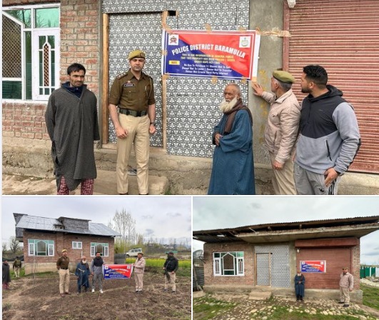'Police attaches illegal properties worth Rs. 20 Lacs of notorious drug peddler in Baramulla'